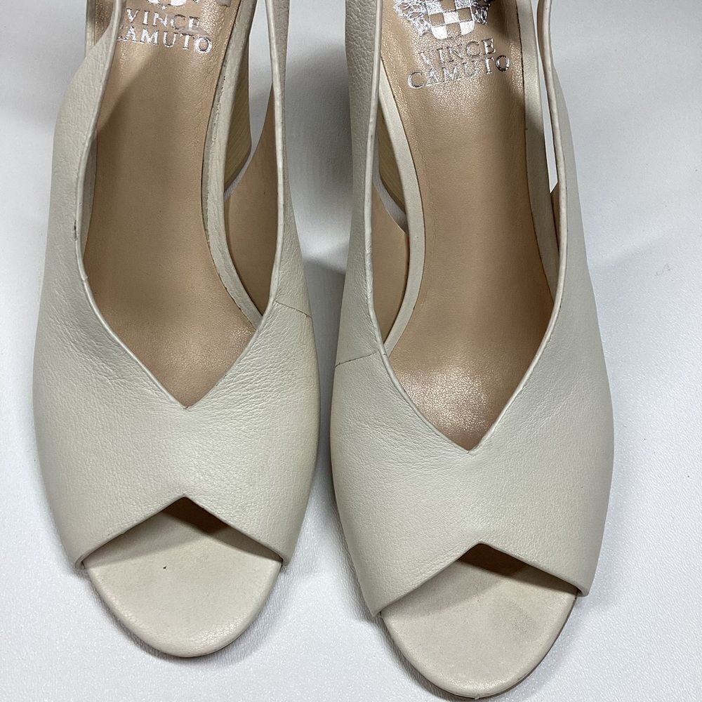 Vince camuto  Ivory Cream drenal peep toe sling back‎ sandal size 9.5 - Picture 2 of 10
